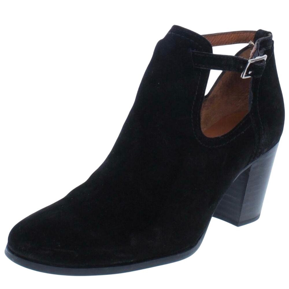 The Frye Meghan Suede Cutout Ankle Bootie stacked heel biker Grunge goth size 11